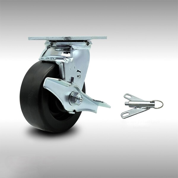 5 Inch Stainless Steel Polyolefin Caster with Ball Bearing and Brake/Swivel Lock